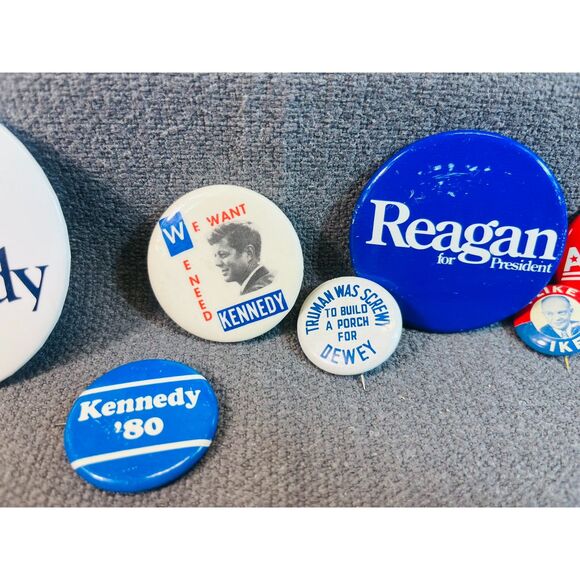 Political Pins Reagan Ted Kennedy JFK IKE Dewey Lot - Picture 4 of 6